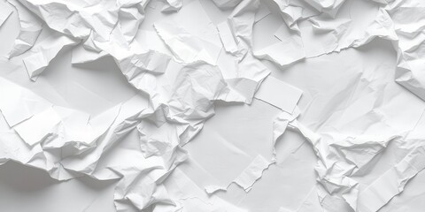 Obraz premium Crumpled white paper with folded edges and creases, symbolizing imperfection and recycling, rumpled, wrinkled