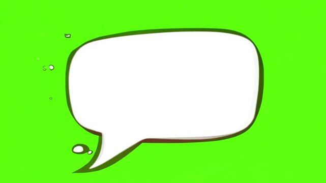 Speech bubble for text, pop up chat box, message box cartoon animated icon. Text box on Green Screen. Box style talk sign symbol with green screen template for explanation video. 4k video