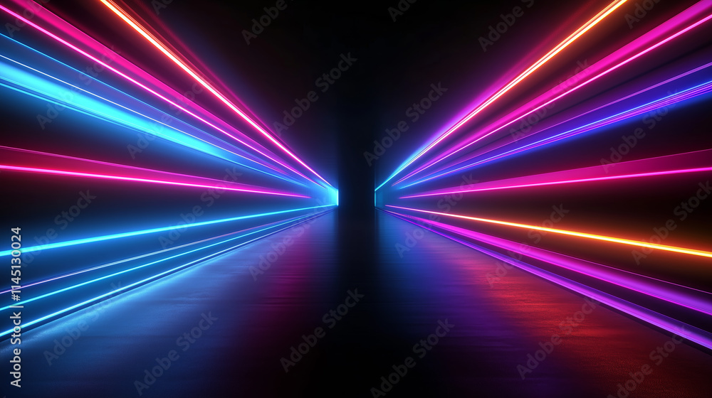 Aufkleber vibrant light beams create a tunnel effect in an abstract digital setting during nighttime