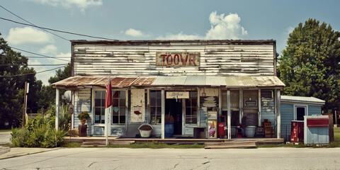 Rural Store Building with Faded Signage