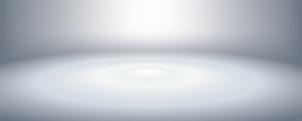 Studio white gray gradient glowing background curve metal wall, silver room lighting floor feeling shiny foil texture circle, luxury showroom, car, technology, future innovation.