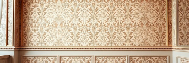 Elegant white damask wallpaper with intricate floral patterns, texture, floral