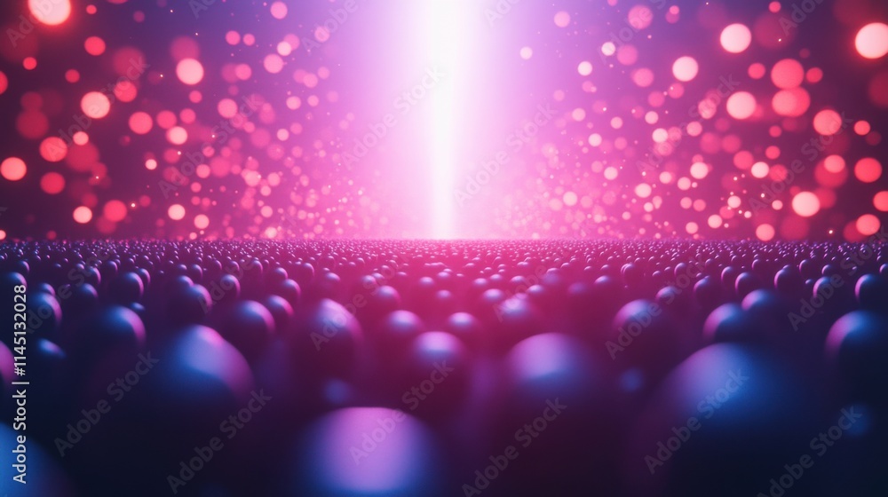 Aufkleber vibrant abstract background with glowing light and colorful particles over sphere pattern on the gro