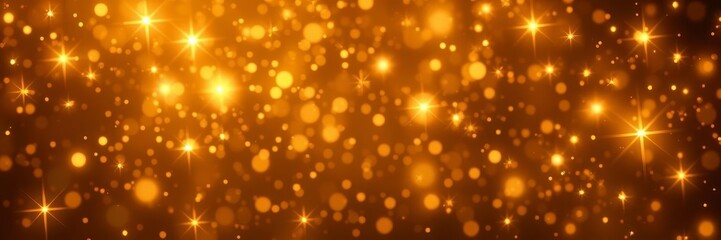 Golden lights radiating from a central source against a dark background, radiant, shiny
