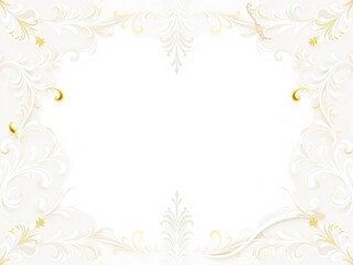 Intricate gold and white baroque wallpaper design with swirling floral patterns and ornate details, background, swirling, baroque