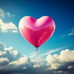 Fototapeta premium heart shaped pink balloon in sky