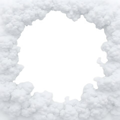 White cloud border frame photo with a transparent background.