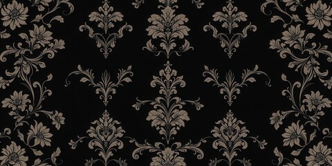 Luxurious charcoal floral wallpaper featuring intricate, elegant floral motifs in a dark, sophisticated color palette, wallpaper, pattern