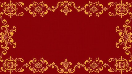 Ornate and elegant wallpaper design featuring rich royal floral patterns in gold and burgundy colors, royal, burgundy, vintage