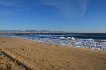 Arenales del Sol beach in the morning in winter
