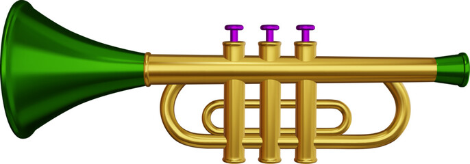 isolated mardi gras trumpet. 3d trumpet with mardi gras colors © Angelica