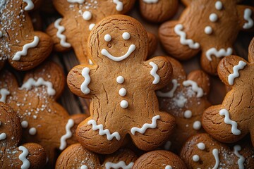 christmas background with gingerbread men