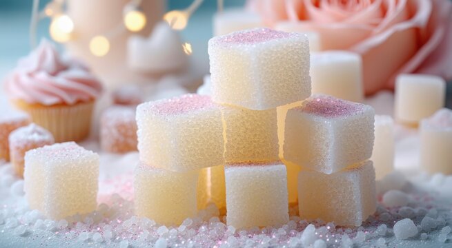 Many sugar cubes stacked on top of each other - Powered by Adobe