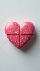 Fototapeta premium Close-up of a heart-shaped pink candy with speckled texture