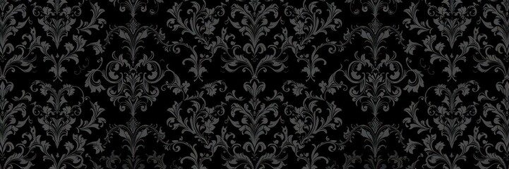 Seamless gothic damask wallpaper with intricate floral motifs and dark color palette, gothic, wallpaper, texture