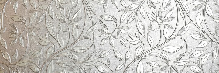 Seamless silver leaves wallpaper in elegant and modern design, metallic, wallpaper, silver