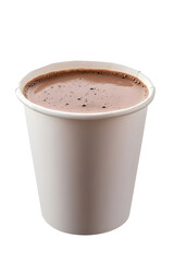 cup of hot chocolate in paper takeaway mug on transparent background