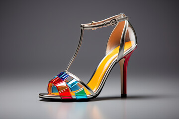 Colorful High heels sandals, stilettos with peep