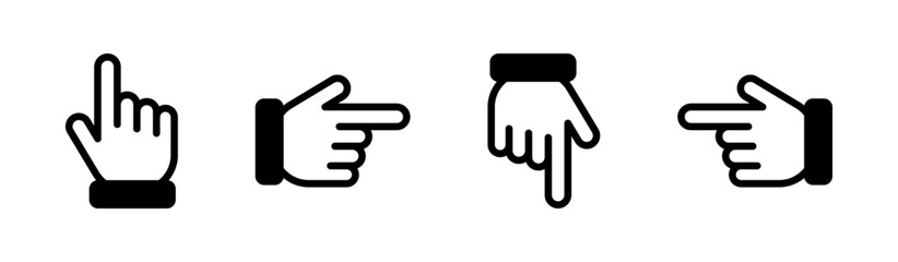 Pointing hand direction icon set