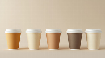 Minimalist Coffee Cups Pattern with Disposable Paper Cups.