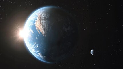 Obraz premium Earthrise sunrise, moon, space, planet.