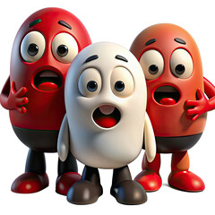 Three charming ghost characters display scared expressions showcasing their cute playful fearfulness in a colorful and lively environment