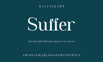 Obraz premium Classic serif font alphabet letters fancy gentle typographic design. Elegant typography. Retro slick serif letter set for wedding card, restaurant menu, headline, lettering.