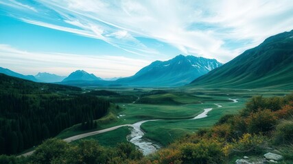 Fototapeta premium A unique and artistic double exposure photo effect combining two images of nature, creating a mesmerizing and surreal landscape, overlay, art, surreal