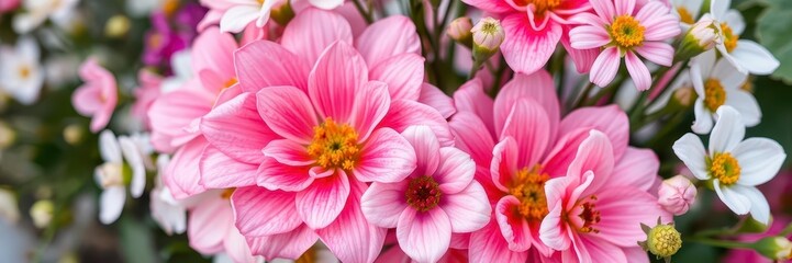 Fototapeta premium Beautiful pink and white ranunculus flowers blooming in a garden, floral, seasonal, fragrant