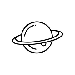 Minimalist planet with rings icon symbolizing space, astronomy, and exploration