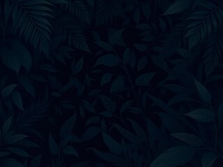 Dark and mysterious pattern featuring exotic leaves in rich shades of green and black, nature, mysterious, dark