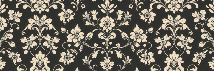 Floral wallpaper featuring intricate charcoal patterns, charcoal, elegant