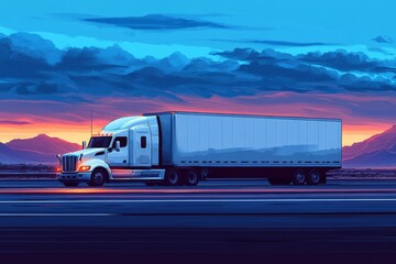 White truck on highway road.