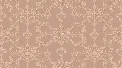 Intricate and elegant Seamless Damask wallpaper design in muted tones for vintage style interiors, intricate, vintage, seamless