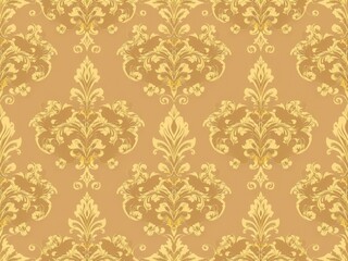 Intricate and elegant seamless damask wallpaper design in shades of gold and cream, texture, cream