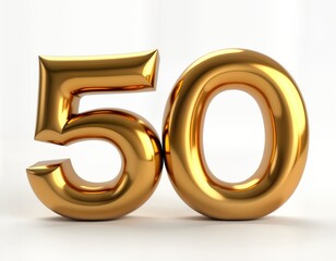 Glossy gold 3d number fifty symbol. Luxurious design. Anniversary celebration. Mature generation. Time concept. Best of fifty. Success. Marketing. Goal. Age. Anniversary. Birthday. Ideal for