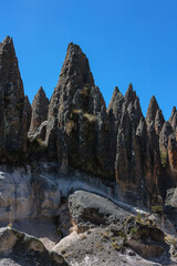 Pampachiri Stone Forest in Andahuaylas Peru. It is a spectacular rocky landscape in pointed or mushroom shapes, product of the eruption of the Qarwarasu and Sotaya volcanoes. 
