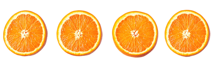 Set of orange slice, clipping path, isolated on white background full depth of field