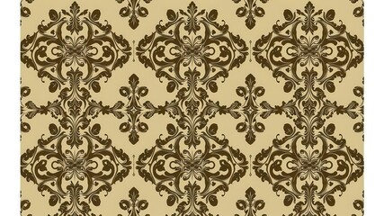 Intricately designed seamless damask wallpaper in rich tones of gold and burgundy, textile, design