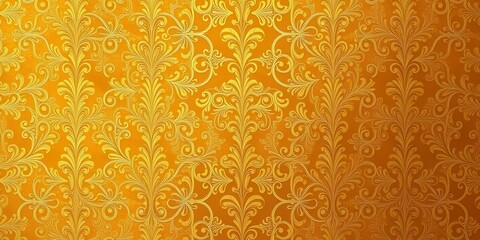 Luxurious seamless wallpaper with golden floral design, intricate, texture