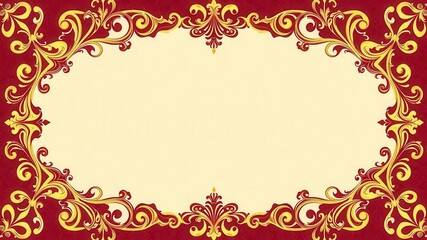Intricate damask pattern with ornate scrolls and floral motifs in rich gold and burgundy tones, classic, texture