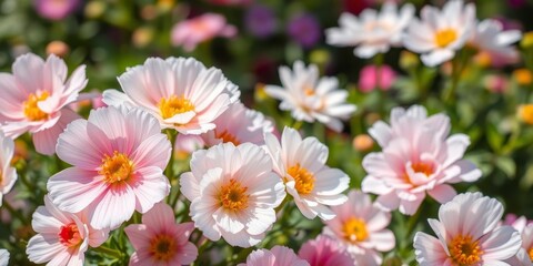 Pink and white ranunculus flowers in full bloom on a sunny day, white, flora, beautiful