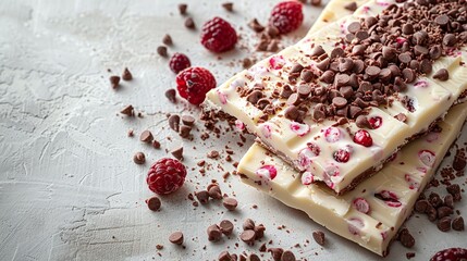 Peppermint Bark with Raspberries and Mint, Christmas Candy, Holiday Treat, Festive Confectionery,...