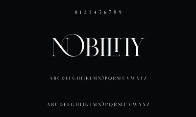 Elegant and modern serif alphabet font uppercase and numberfonts victorian typeface