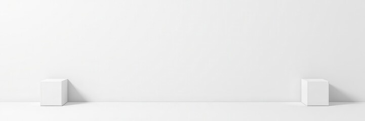 Randomly arranged white cube boxes on a block background, banner, wallpaper