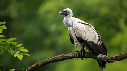White-headed Vulture Perched on a Branch: A Portrait of Majestic Power