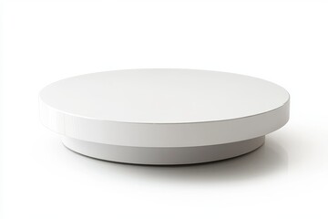 White, round coffee table on a white background.