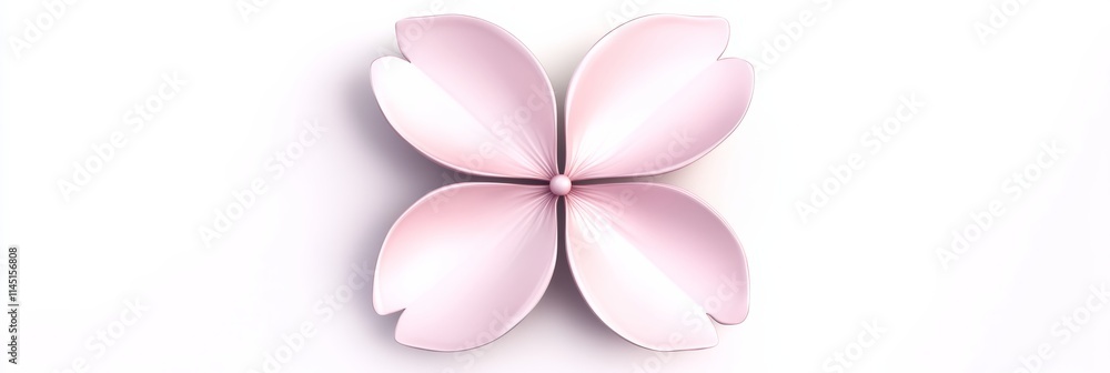Poster a stylized sakura icon in 3d, soft gradient pink petals with gentle curves, isolated on a white back