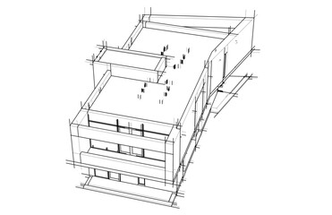 architectural drawing 3d illustration