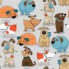 seamless pattern with dogs and cats